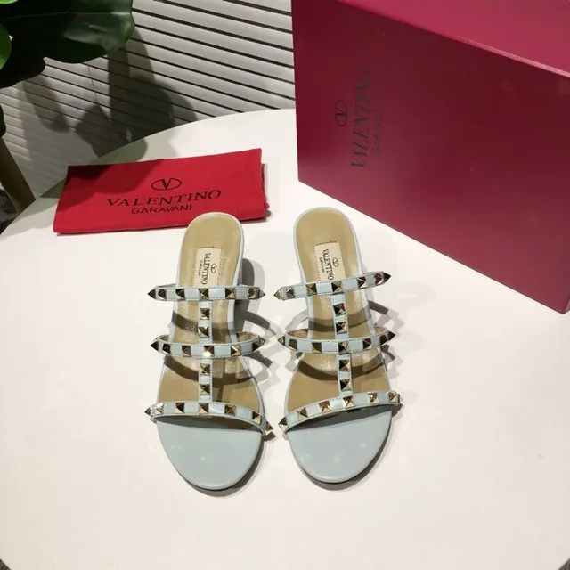 Valentino Rockstud Pale Blue Studded Gladiator Sandals 6