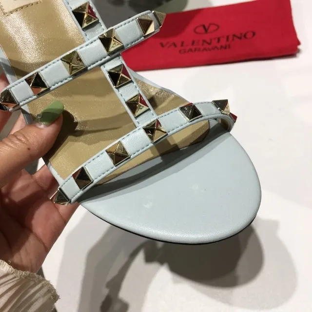 Valentino Rockstud Pale Blue Studded Gladiator Sandals 9