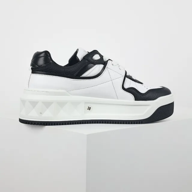 Valentino Rockstud Platform Sneaker White and Black Lifestyle Sneakers 7