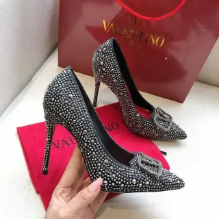 Valentino Rockstud Studded Pointed-Toe Buckle Stilettos