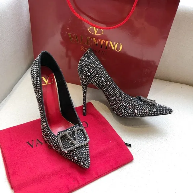 Valentino Rockstud Studded Pointed-Toe Buckle Stilettos 8