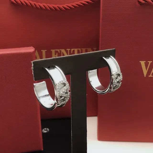 Valentino Aros Prateados Transparente com Bisagra Motivo VLOGO 2