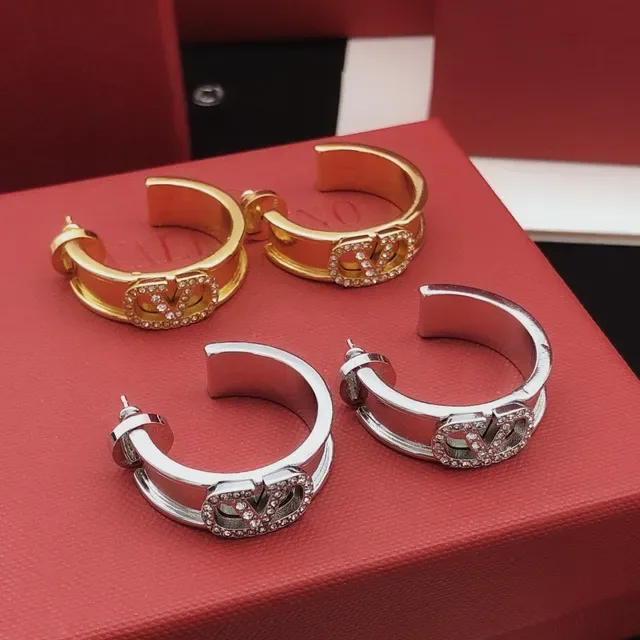 Valentino Aros Prateados Transparente com Bisagra Motivo VLOGO 5