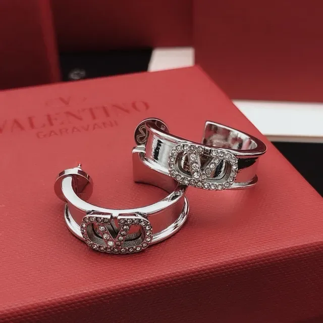 Valentino Aros Prateados Transparente com Bisagra Motivo VLOGO 6