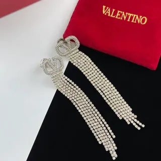 Valentino VLogo Crystal Fringe Tassel Earrings