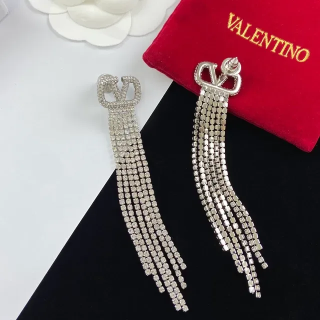 Valentino VLogo Boucles d'oreilles à franges et glands en cristal 4