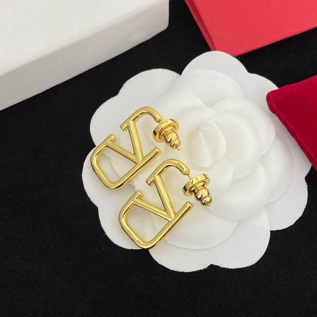 Valentino VLogo Geometric Open-Frame Stud Earrings 2