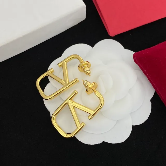 Valentino VLogo Geometric Open-Frame Stud Earrings 3