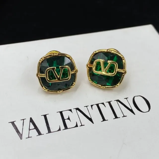 Colar Valentino VLogo Verde Ouro Metal Pedras Facetadas 2