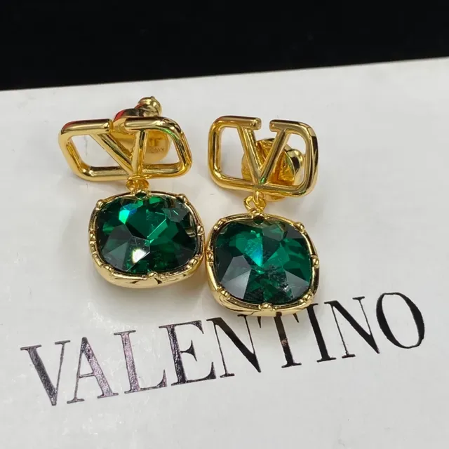 Colar Valentino VLogo Verde Ouro Metal Pedras Facetadas 3