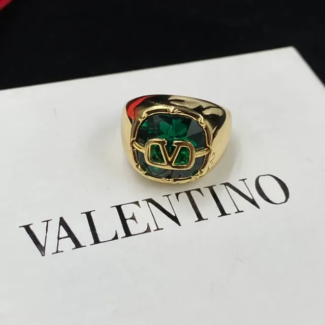 Colar Valentino VLogo Verde Ouro Metal Pedras Facetadas 4