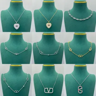 Valentino VLogo Pavé Heart and Link Chain Necklaces