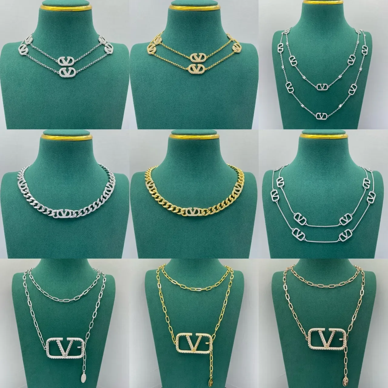 Colares Valentino VLogo Pavé Coração e Corrente 14