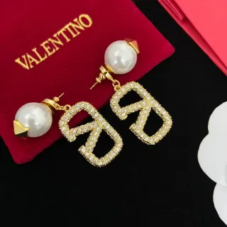 Valentino VLTN Crystal and Pearl Drop Earrings