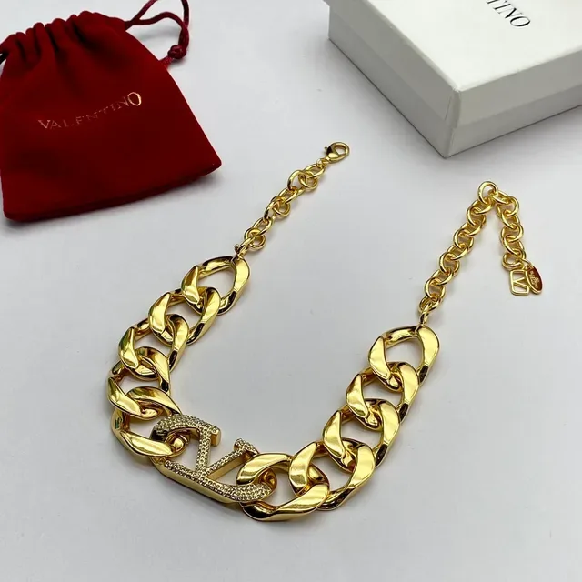Valentino VLTN Crystal-Paved Chunky Chain Necklace 4