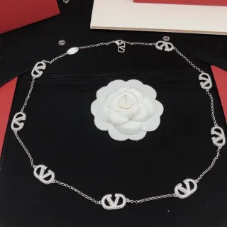 Valentino VLTN Pavé Logo Chain Necklace