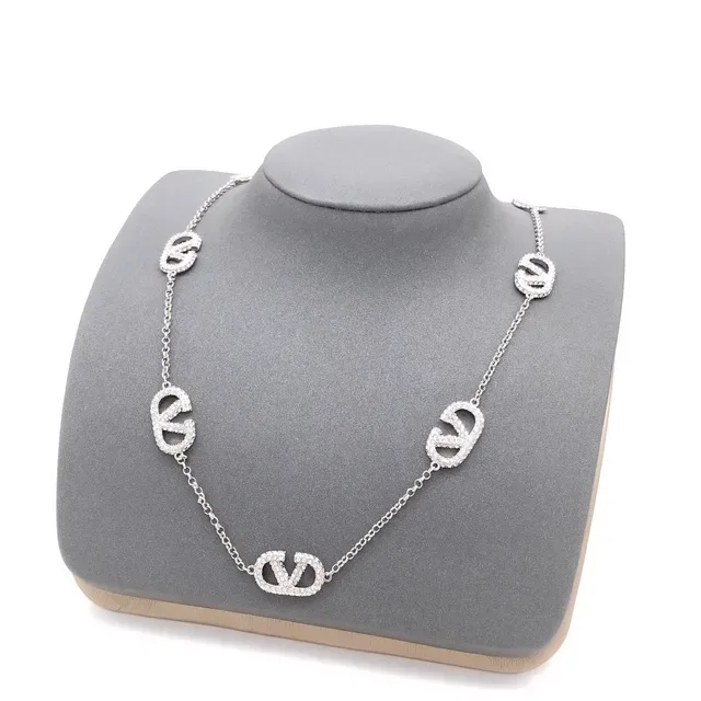 Valentino VLTN Pavé Logo Chain Necklace 2