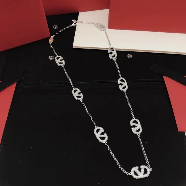 Valentino VLTN Pavé Logo Chain Necklace 6