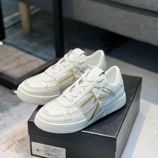 Valentino VLTN Zapatilla Blanca Dorado Cuero Superior Correa Estilo de Vida Zapatillas