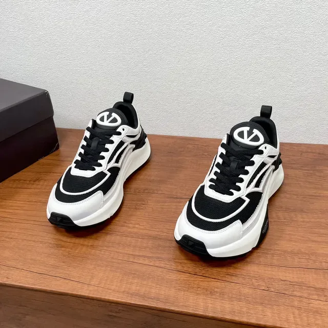 Valentino White Black Sculpted Multi-Layer Sole Mesh And Synthetic Paneling Chunky Sneakers 2