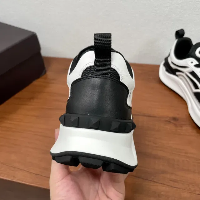 Valentino White Black Sculpted Multi-Layer Sole Mesh And Synthetic Paneling Chunky Sneakers 5