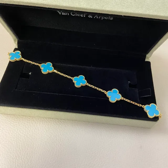 Van Cleef & Arpels ألهامبيرا أساور مينا أزرق كلور ذو أوراق أربعة 4