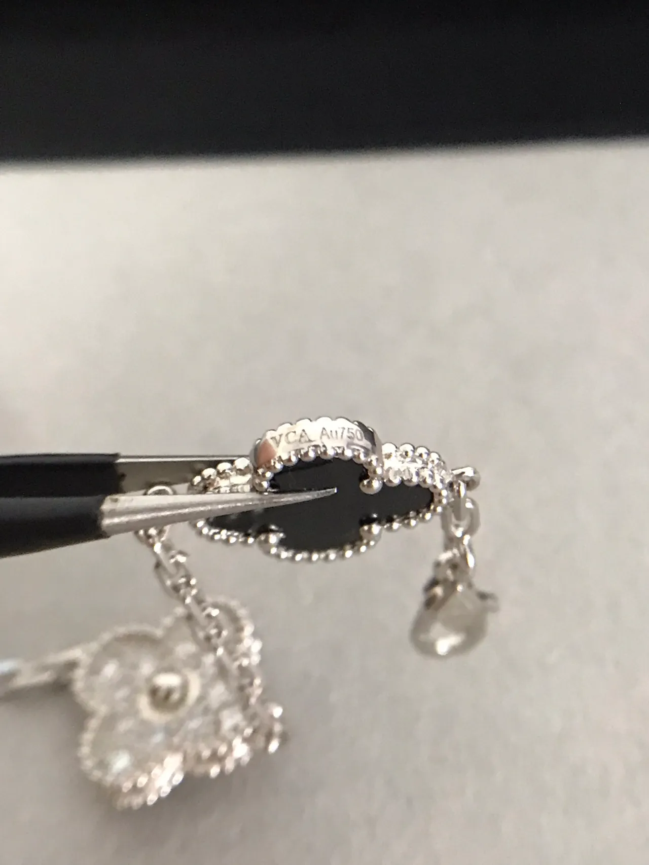 Van Cleef & Arpels Alhambra Five Motif Onyx Preto e Diamante Pulseira 5