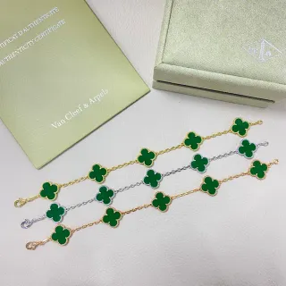 Van Cleef & Arpels Alhambra مينا أخضر كلفر ذو الأوراق الأربعة سوار