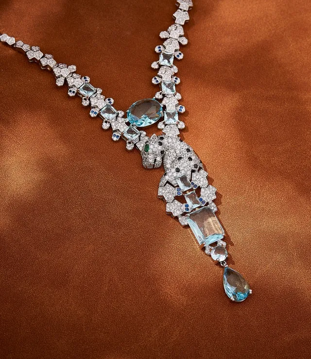 Van Cleef & Arpels Panthère Aquamarine and Diamond Panther Necklace 3