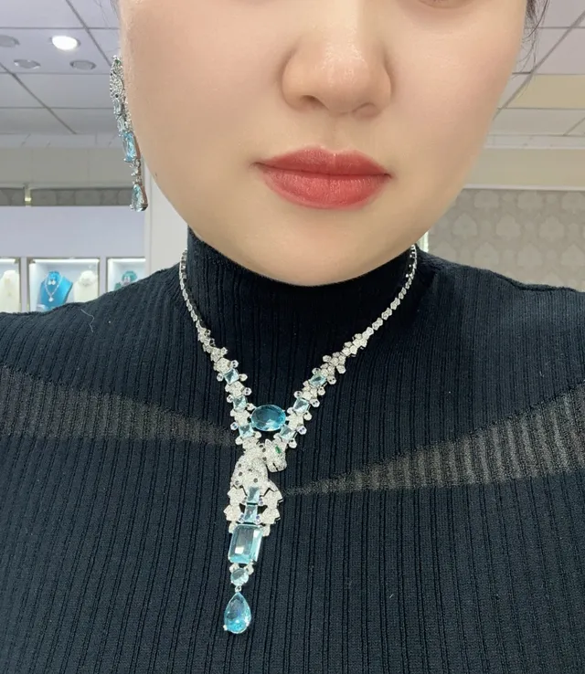 Van Cleef & Arpels Panthère Aquamarine and Diamond Panther Necklace 6