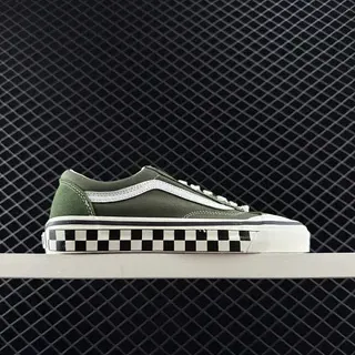 Vans Old Skool Olive Green Checkerboard Skateboard Shoes