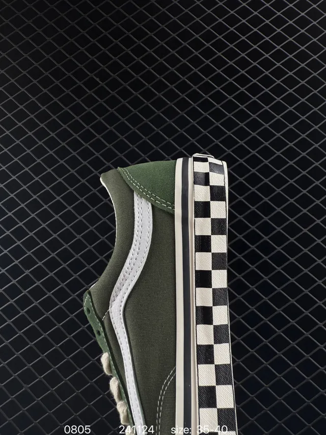 Vans Old Skool Olive Green Checkerboard Skateboard Shoes 3