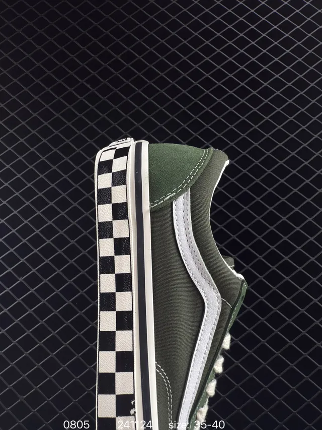 Vans Old Skool Olive Green Checkerboard Skateboard Shoes 4