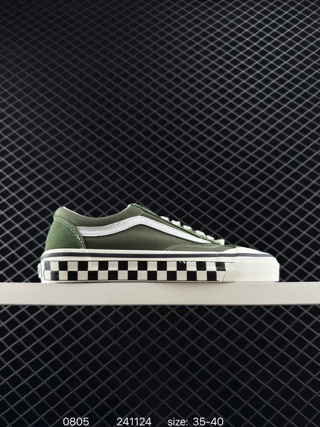 Vans Old Skool Olive Green Checkerboard Skateboard Shoes 5