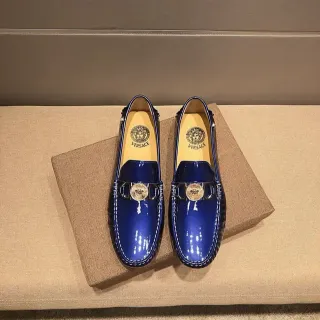 Versace Chain Reaction Glossy Blue Medusa Loafers