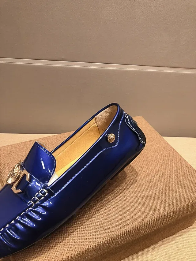 Versace Chain Reaction Mocasins Azul Brilho Medusa 8