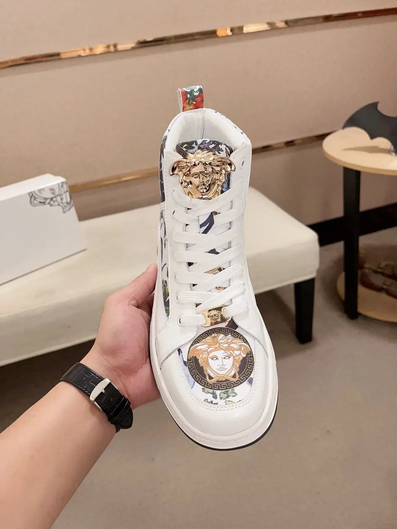 Versace Chain Reaction Medusa Floral Print White Lifestyle Sneakers 2