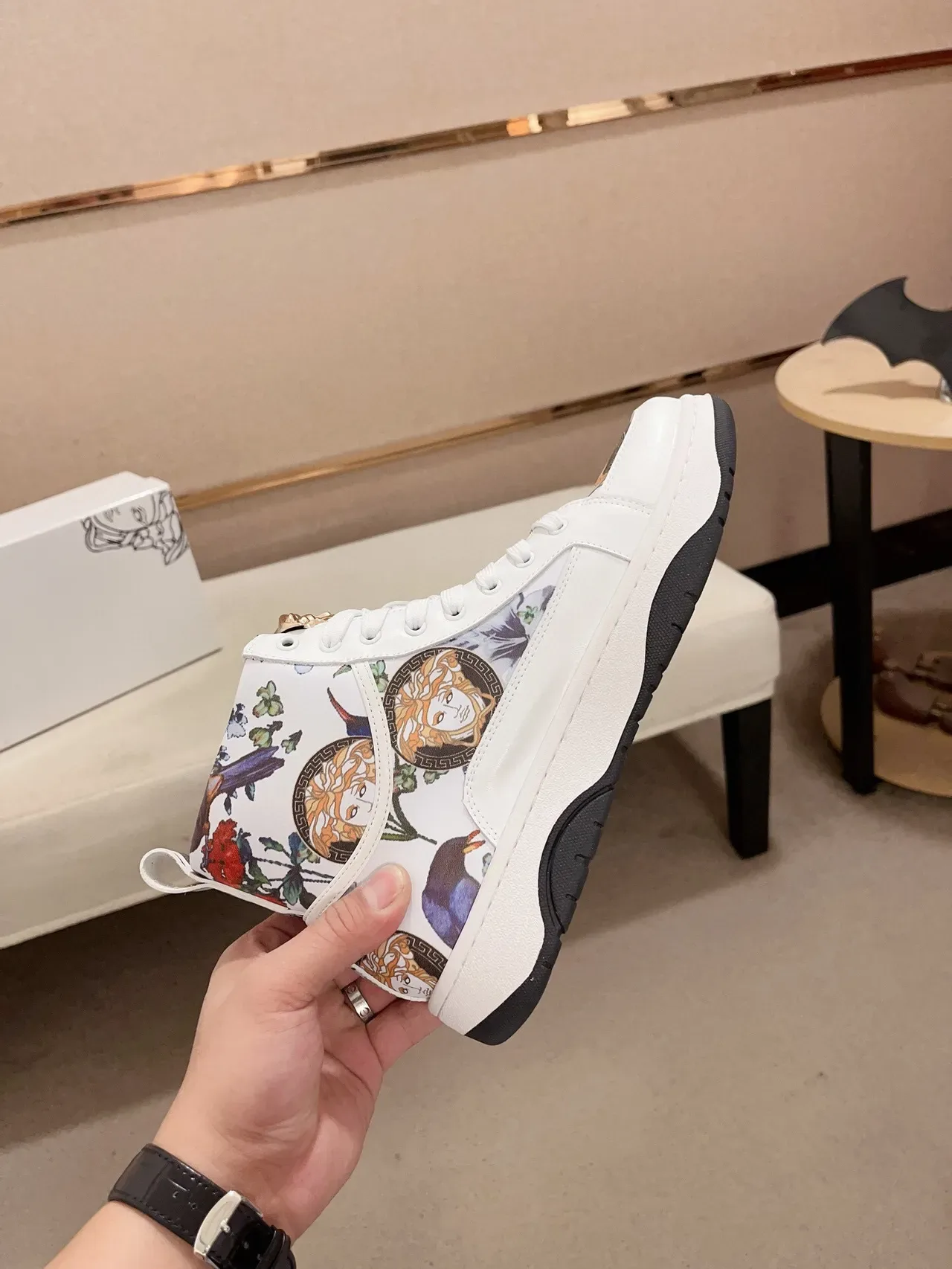 Versace Chain Reaction Medusa Floral Print White Lifestyle Sneakers 6