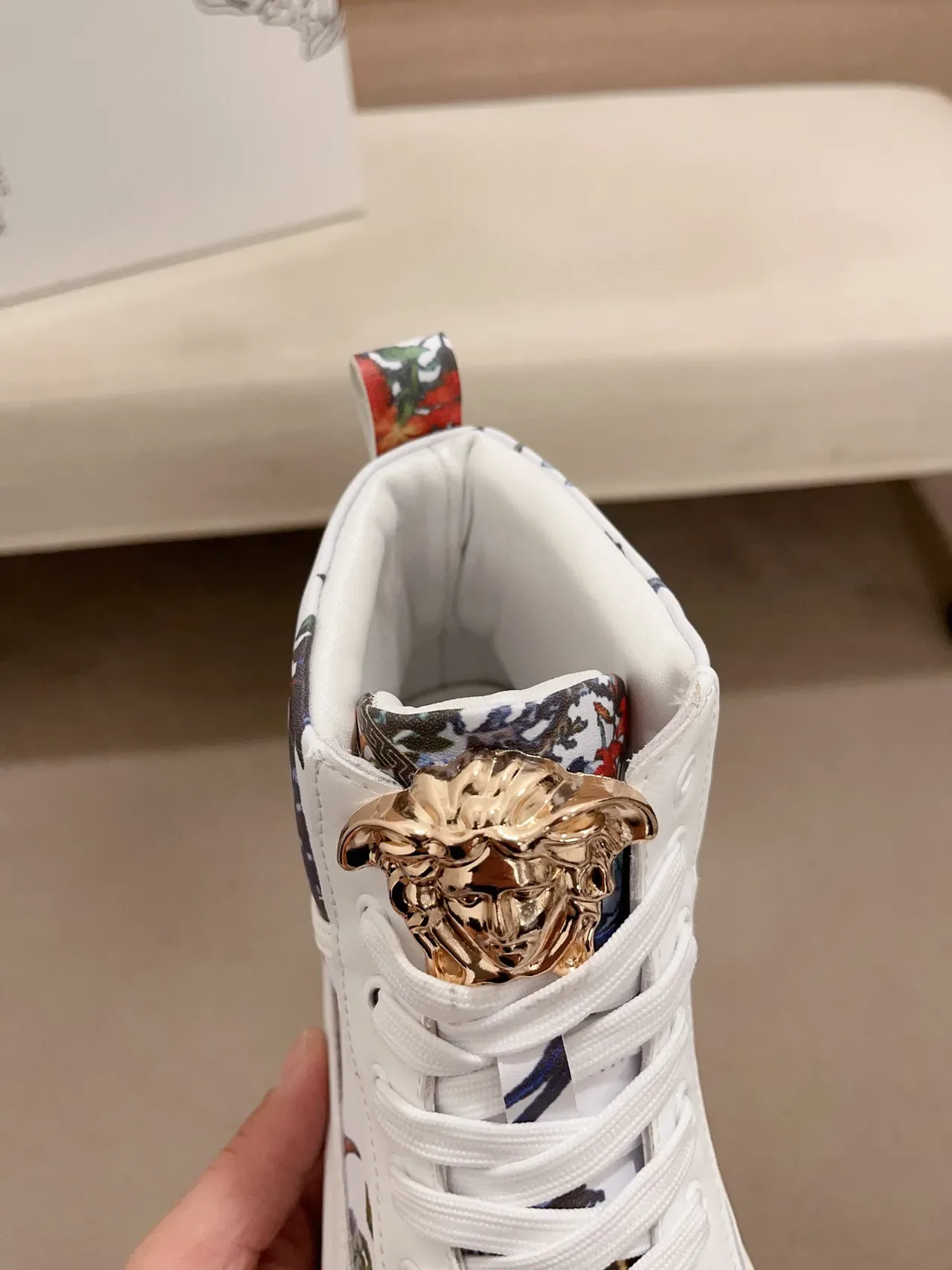 Versace Chain Reaction Medusa Floral Print White Lifestyle Sneakers 7
