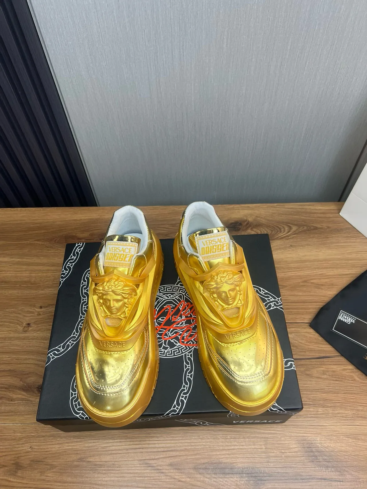 Versace Chain Reaction Metallic Gold Chunky Sneakers 2