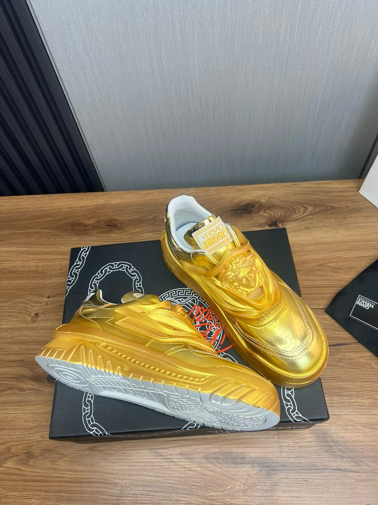 Versace Chain Reaction Metallic Gold Chunky Sneakers 5
