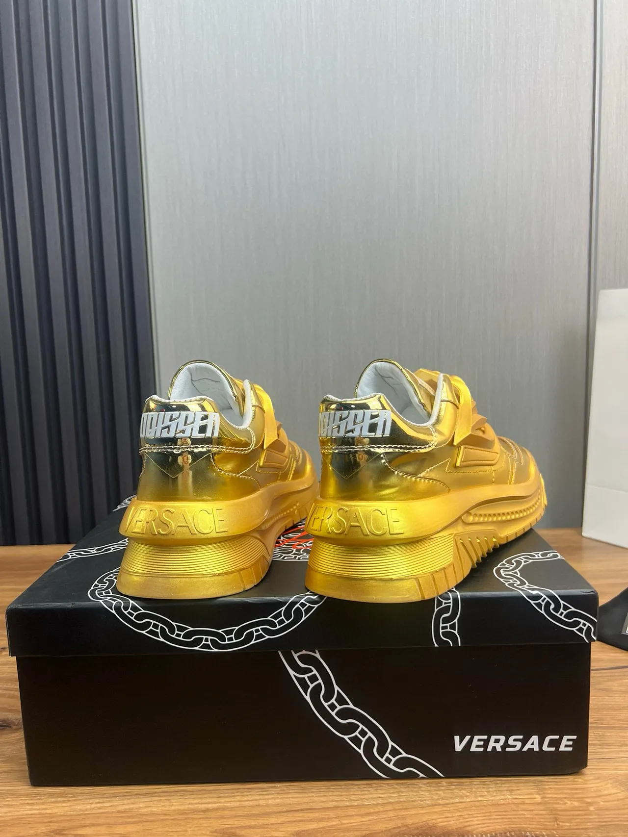 Versace Chain Reaction Metallic Gold Chunky Sneakers 6