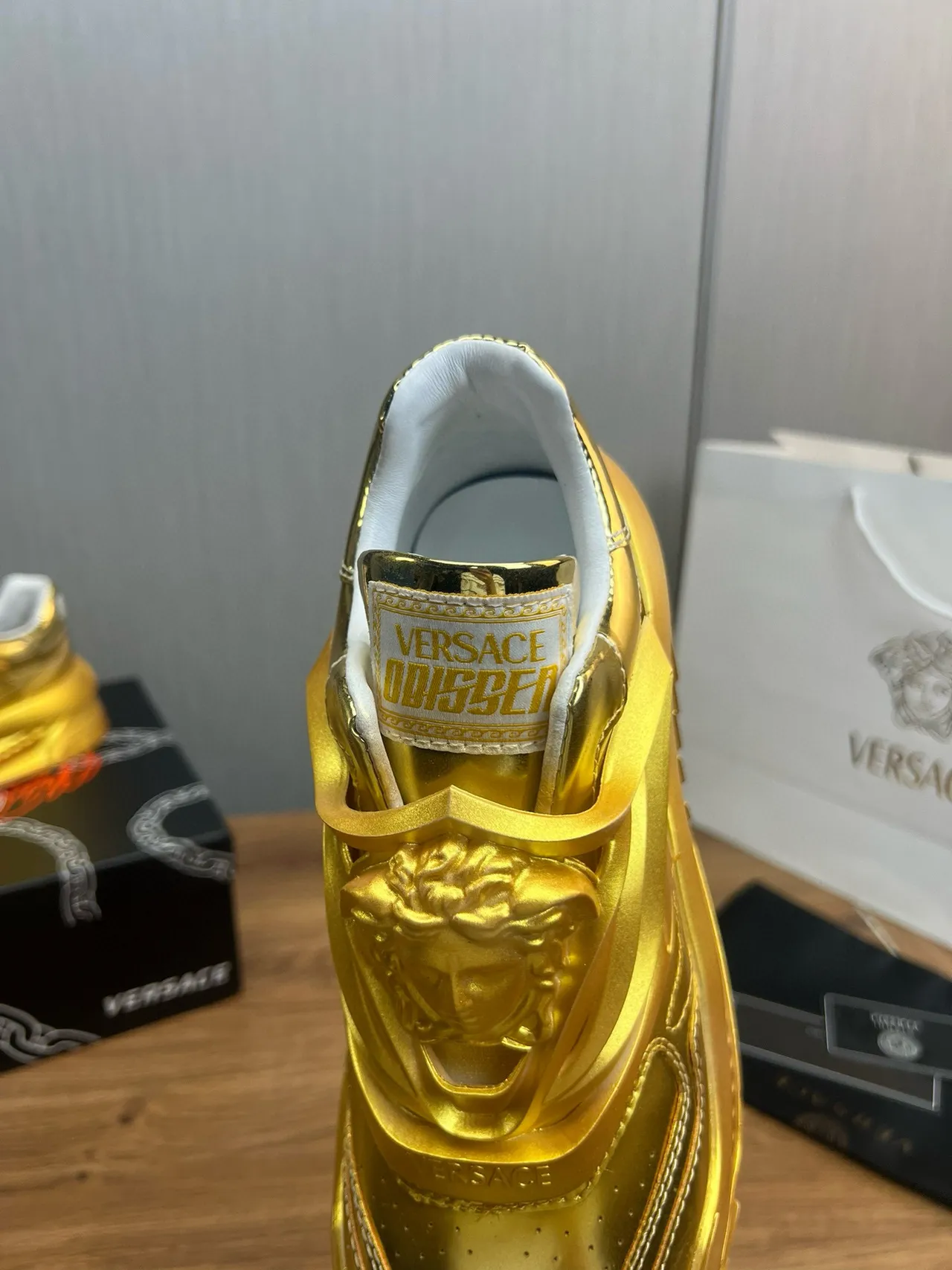 Versace Chain Reaction Metallic Gold Chunky Sneakers 8