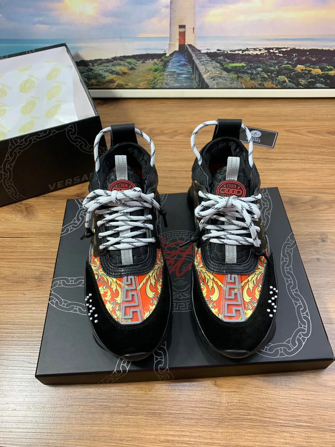 Versace Chain Reaction Multicolor Ornamental Chunky Sneakers 8