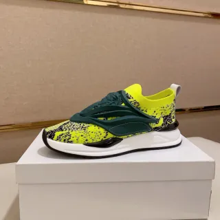 Versace Chain Reaction नियोन पीला धब्बेदार बुनाई लाइफस्टाइल स्नीकर्स