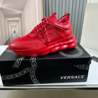 Versace Chain Reaction 红色单色厚底运动鞋