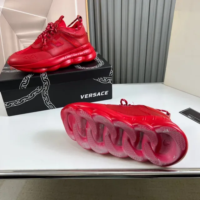 Versace Chain Reaction Red Monochrome Chunky Sneakers 2