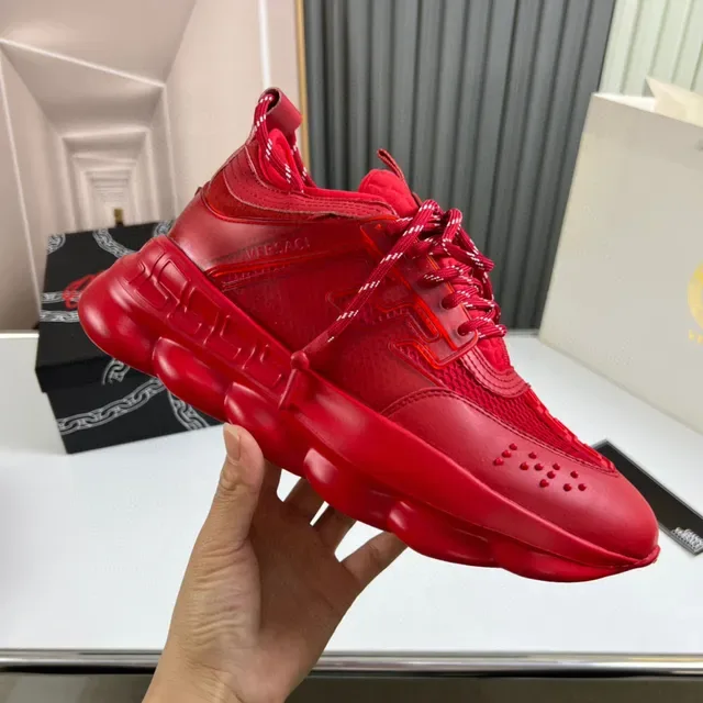 Versace Chain Reaction Red Monochrome Chunky Sneakers 4
