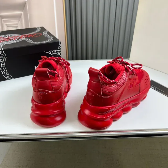 Versace Chain Reaction Red Monochrome Chunky Sneakers 6