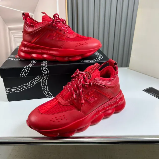 Versace Chain Reaction Red Monochrome Chunky Sneakers 7